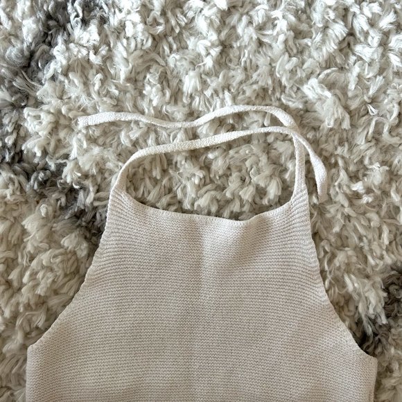 Brandy Melville White Knit Crochet Halter Top - Picture 2 of 3